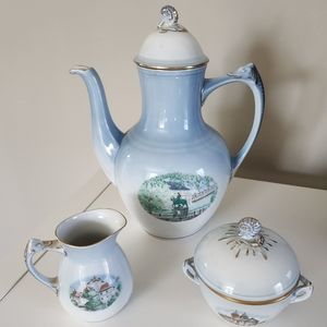Bing & Grondahl B&C Copenhagen 3 Piece Landmarks of Denmark Coffee Set Vintage